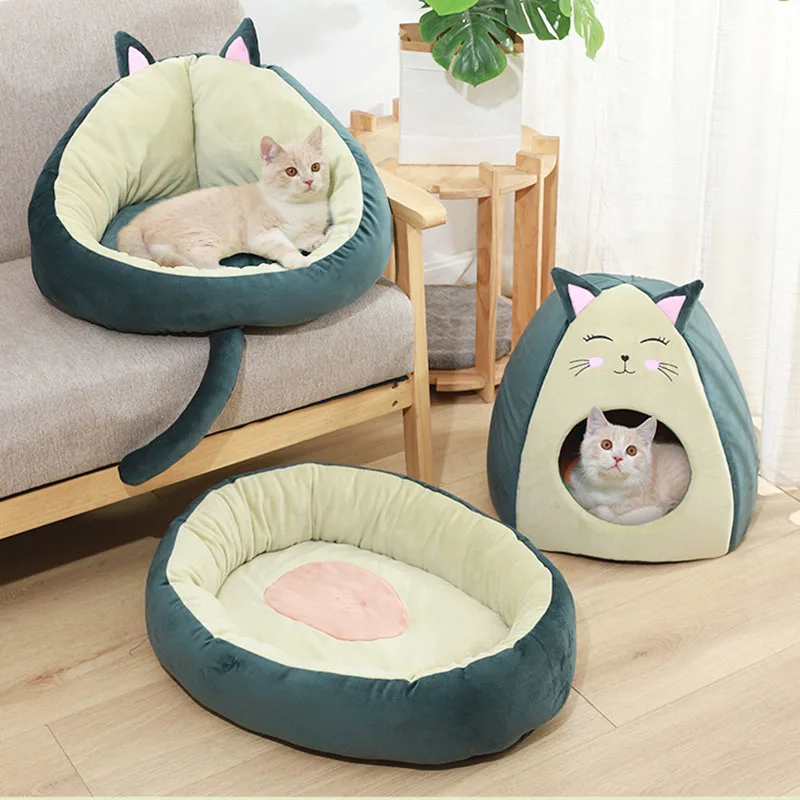 

Avocado Series Pet Litter Cat Hiding House Sleeping Pad Fully Enclosed Yurt Round Kennel Dog Bed French Bulldog Cave Accessories
