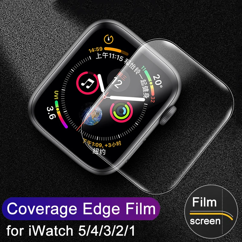 3D полное покрытие ПЭТ Защитная пленка для Apple iWatch серии 5 4 40 мм 44 мягкая часов 1 2 3 38