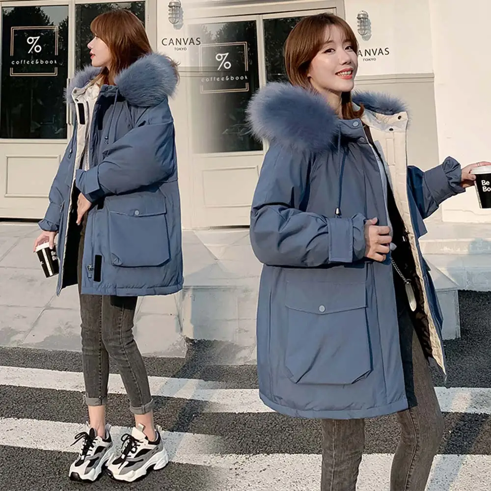 Vielleicht 2020 Winter Jackets Women's Long Parkas Female Solid Oversized Hooded With Fur Collar Thick Casual Women Winter Coat