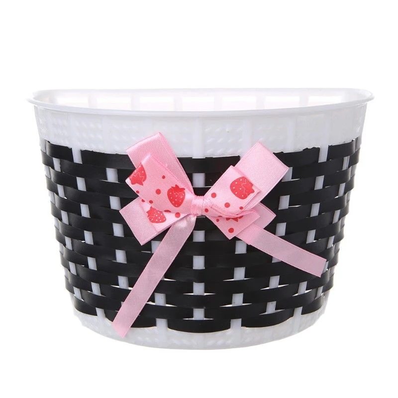

Kids Bike Pannier Basket Children Bicycle Scooter Front Basket Hanging Pannier Holder Plastic Knitted Bow Knot Handmade Bag