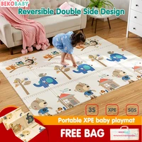 200180cm baby playmat folding xpe crawling pad kid soft floor mat nursery cartoon activity game pad double surface baby carpet