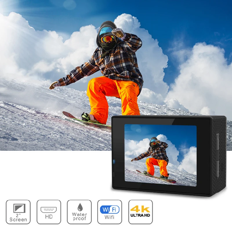 Дешево Экшн-камера H9R, 4K, 25fps, Wi-Fi, 170D, 2,0 дюйма, водонепроницаемая Спортивная видеокамера для шлема, GoPro