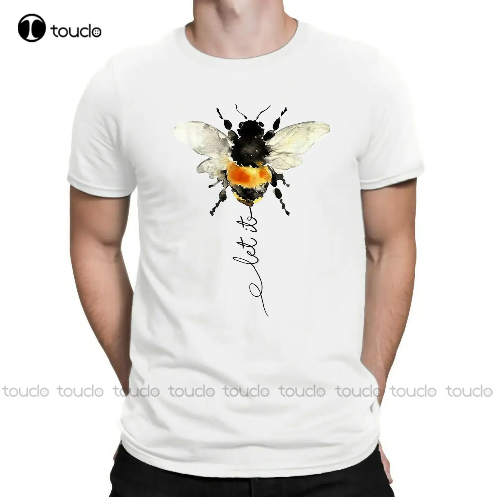 

Hippie Bee Let It Be Funny T Shirt Men'S Cotton White Sport Grey Tee Shirts Top womens graphic tees