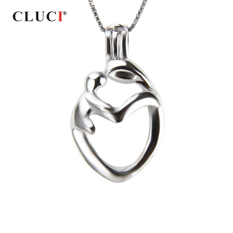 CLUCI 925 серебряная клетка кулон медальон из жемчуга ожерелье подарок для мамы шармы для браслетов Серебро 925 медальон из жемчуга