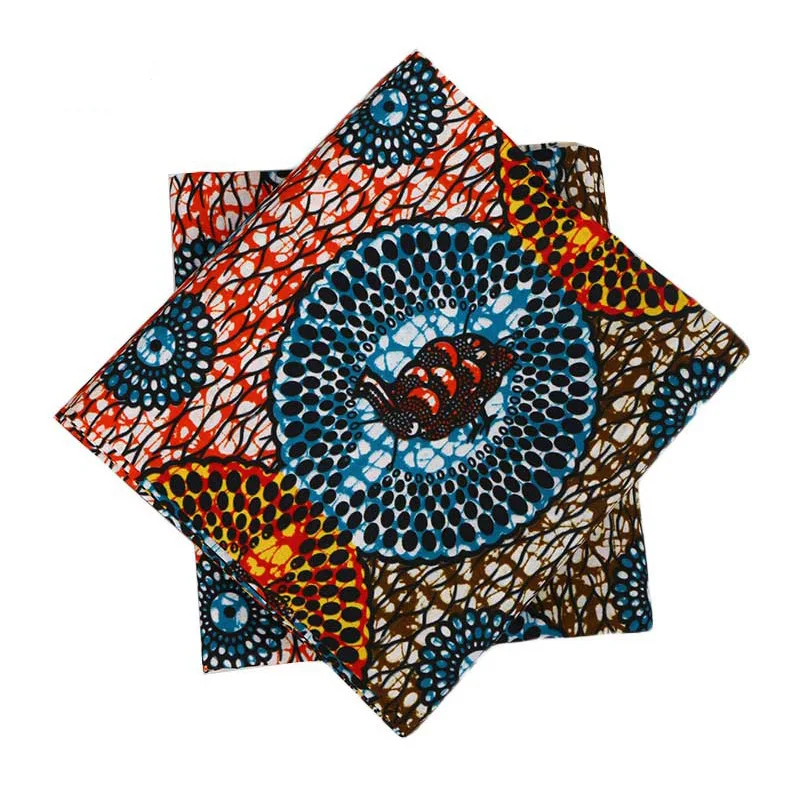 

2019 Real Wax Blue & Orange Print Fabric African Fabric Veritable Ankara Pagne