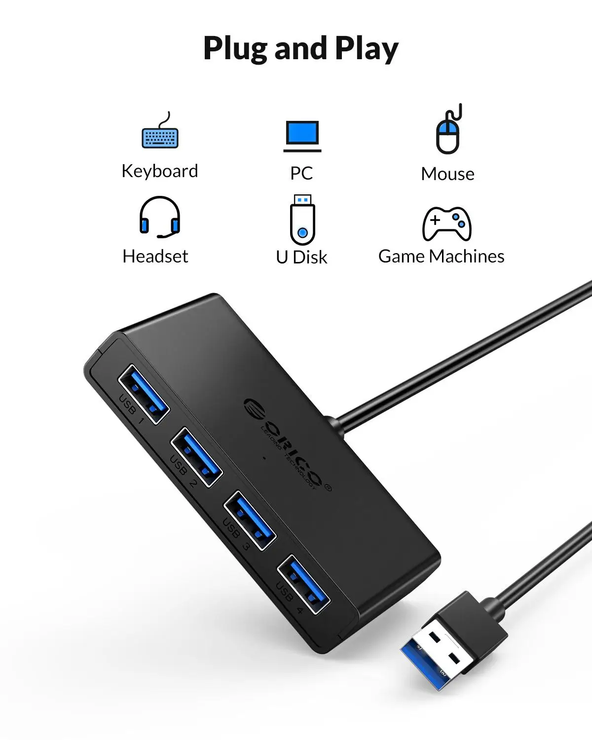 USB-Концентратор ORICO с 4 портами USB 3 0 и Windows | Компьютеры офис