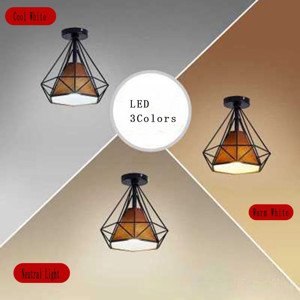 3 Colors Vintage Rustic Ceiling Light Metal Retro Lamp Fixture for Living Room Corridor Aisle 220V E27 Black | Лампы и освещение