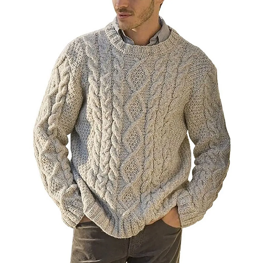 

2021 New Winter Spring Men Sweaters Pullovers Minimalist Knitting Solid Casual Warm Male Coat Simple Knitting Loose Vintage Tops