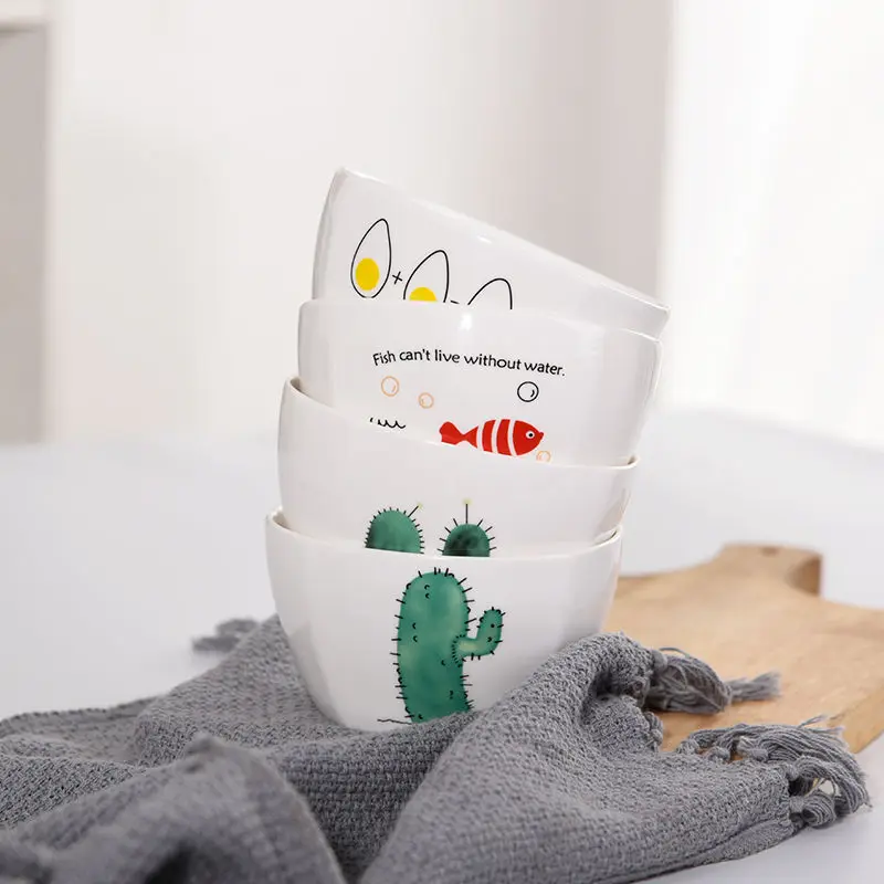 Домашняя керамическая квадратная столовая чаша милый мультяшный творческий