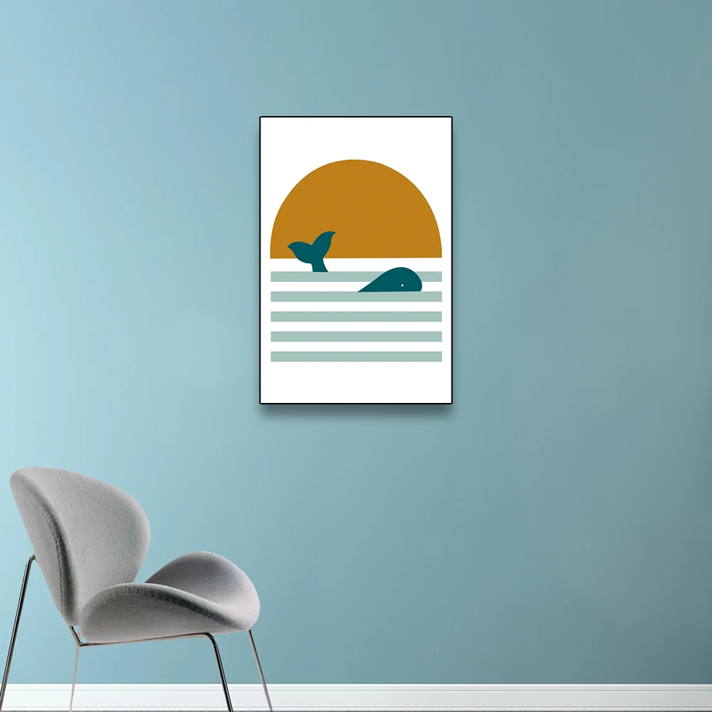 

Cassisy Canvas Painting Scenery Ocean Sun Retro Posters and Prints Decorative Wall Pictures for Living Room Home Decoration