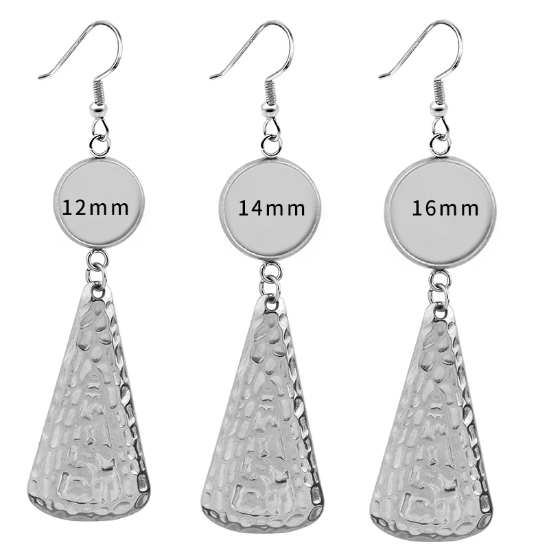 6pcs 10 12 14 16 18 20 25mm Stainless Steel Earring Tray Bezel Cabochon Blank Base Findings For DIY Glass Cameo Jewelry Making