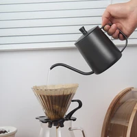 stainless steel teflon hand pot with lid household long mouthed hanging ear drip coffee pot thicken thin necked pot appliance