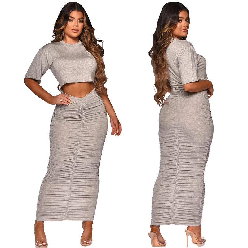 Пикантная элегантная женская юбка комплект короткий рукав топ футболка + юбки