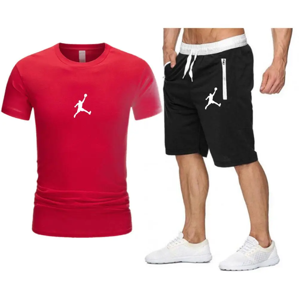 

Summer jordan suit for men, 2 sets, short sleeve t-shirt + shorts, breathable, leisure sport, new collection 2021