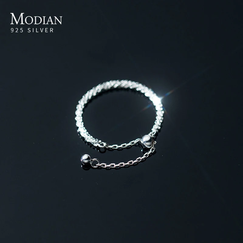Фото Modian 2021 Новинка Настоящее серебро 925 пробы Сверкающее милое регулируемое кольцо на палец для женщин Свадебные ювелирные изделия аксессуары Anel №4