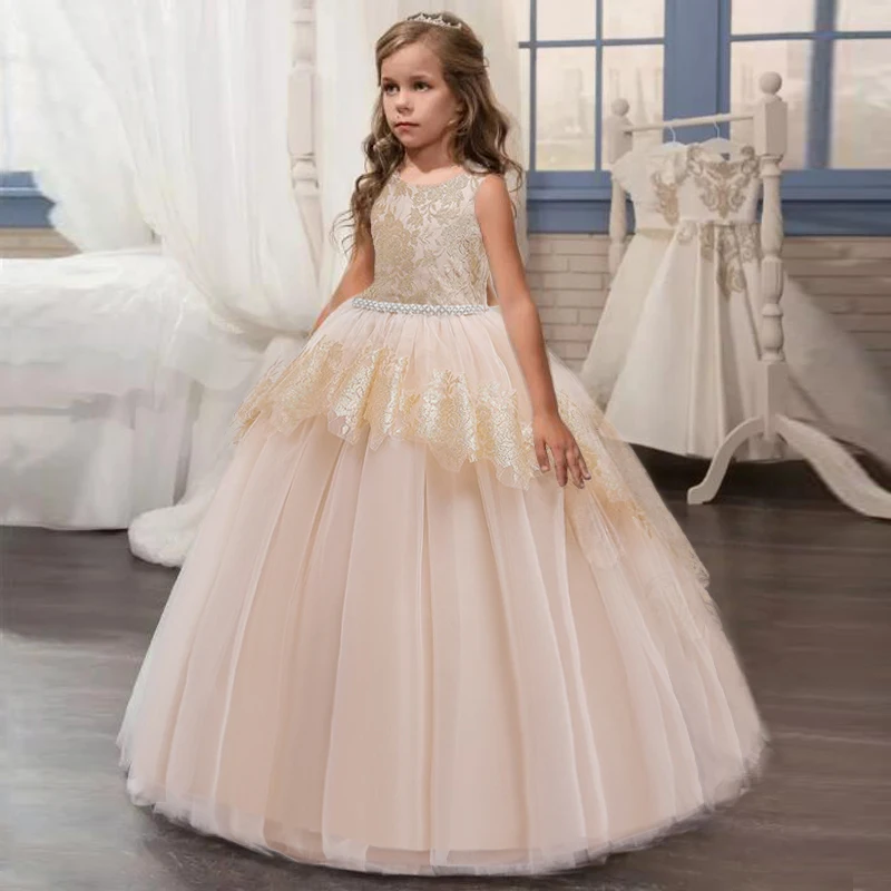 2022 Summer First Bridesmaid Dress Party Kids Dresses For Girls Costume Vestidos Princess Girl Wedding Gown 10 12 14 Years | Детская