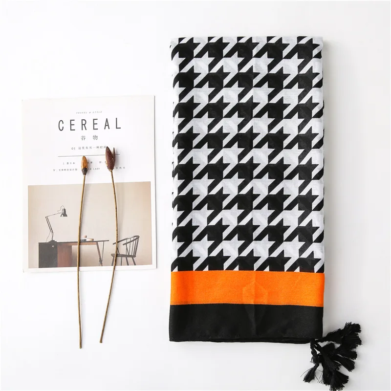 Классический шелковый шарф из хлопка и льна Хаундстут летний солнцезащитный