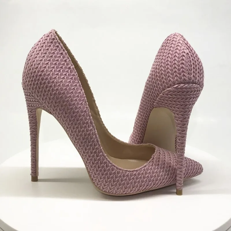 Пикантные тонкие туфли на высоком каблуке 12 см с закрытым острым носком цвет