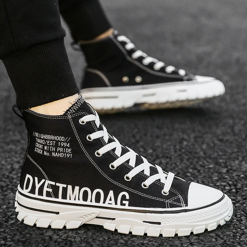 Высокая парусиновая обувь 2019 г. Новая Осенняя мужская Студенческая Корейская