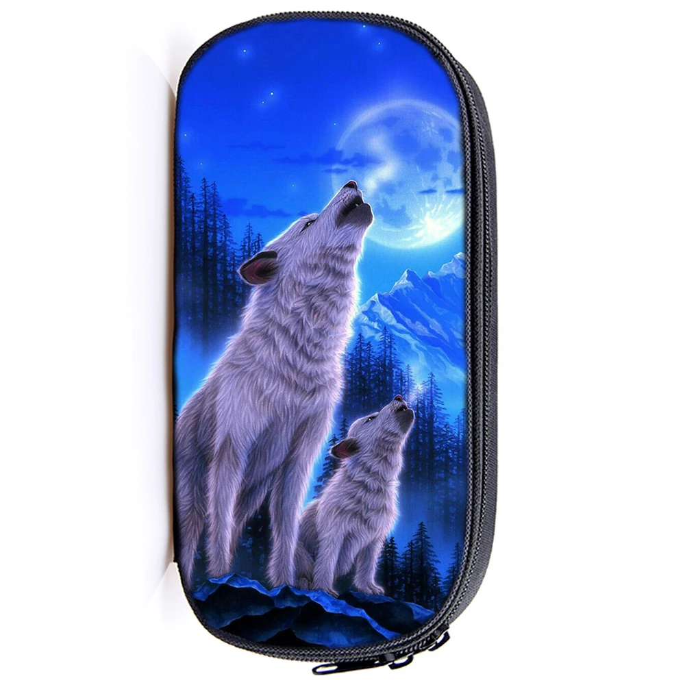 

Крутой чехол для карандашей с изображением животных волка для мальчиков девочек студентов сумка для ручек с изображением волка школьный че...