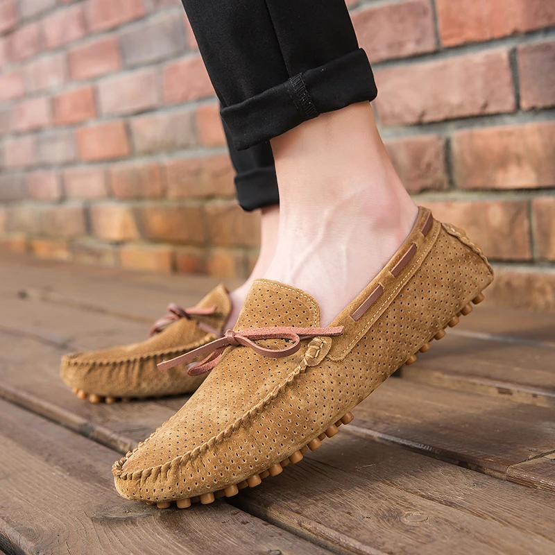 Men's Leather Casual Shoes outdoor Classic Fashion Male slip on Flats loafers Men Flat Heel Sneakers cow suede shoes | Обувь