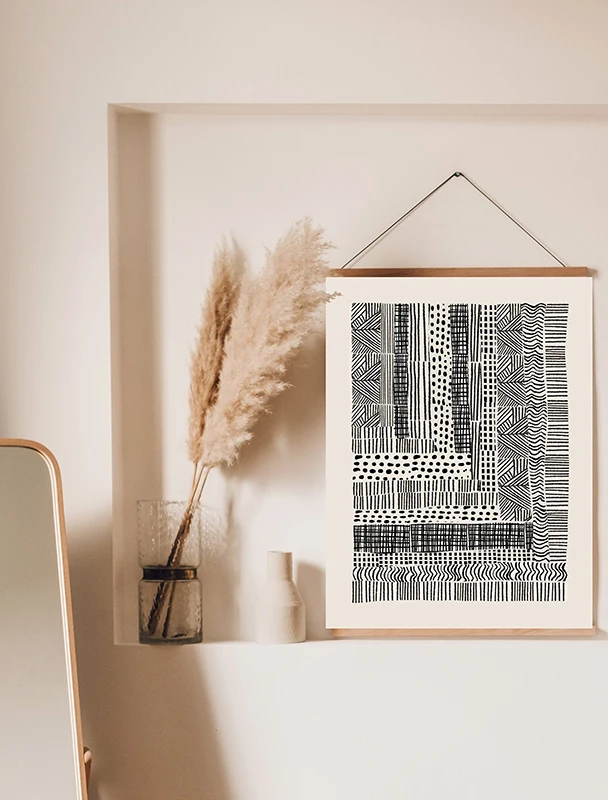 Геометрический минималистский Искусство со штриховыми рисунками Забавная