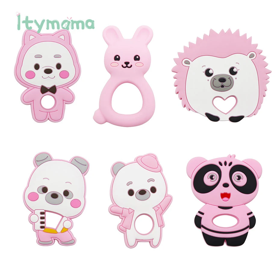 

1PC Animal Silicone Teethers Baby Teething Necklace Toy Bear Rabbit Cat Food Grade Silicone Cartoon Nursing Tiny Rod BPA Free