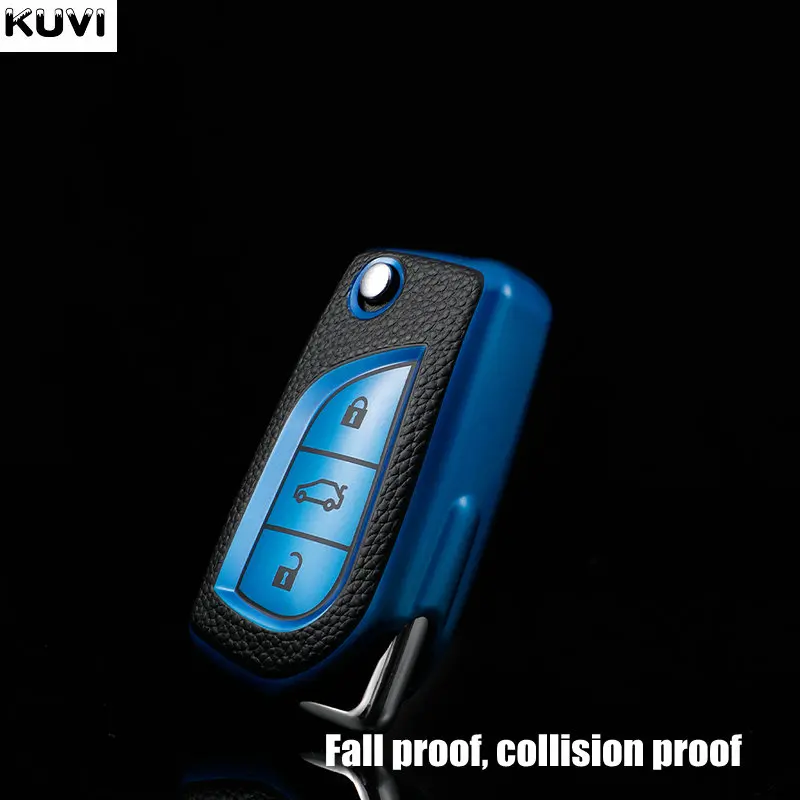Кожаный чехол-книжка для автомобильного ключа из ТПУ чехол Toyota Hilux Yaris RAV4 Corolla Avensis