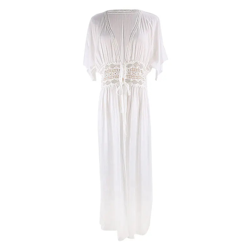 Накидки летняя женская пляжная одежда белое хлопковое платье туника бикини