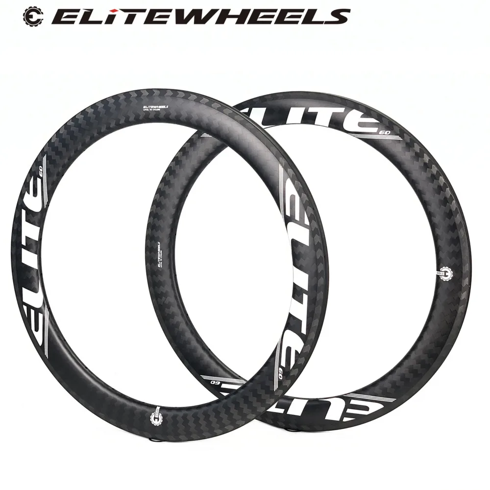 ELITEWHEELS 700c 60 мм бескамерный клинчерный обод из углеродного волокна трубчатый 12k Twill