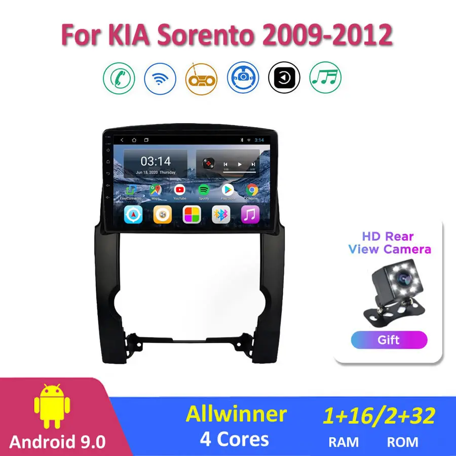 10 ''IPS Android 9 0 автомобильное радио Мультимедиа KIA Sorento 2009/2011/2012 GPS навигация Navi