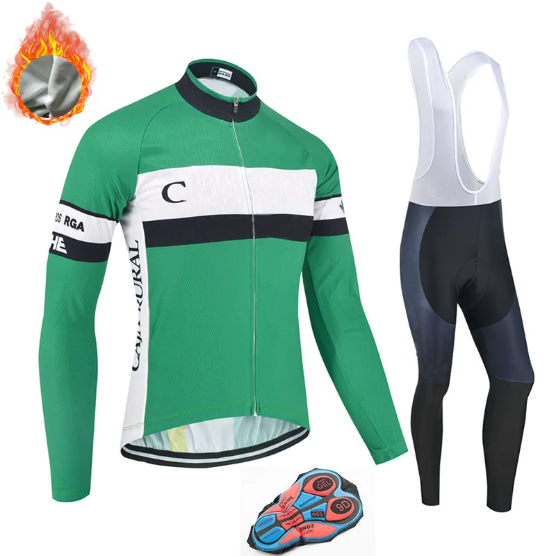 2020 CAJA RURAL Green PRO TEAM с длинным рукавом Велоспорт Джерси наборы Мужская MTB