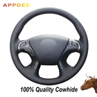 Сшитая вручную черная оплетка рулевого колеса из натуральной кожи для Infiniti JX35 M35 M25 M56 Q70 QX60 Nissan Murano Pathfinder