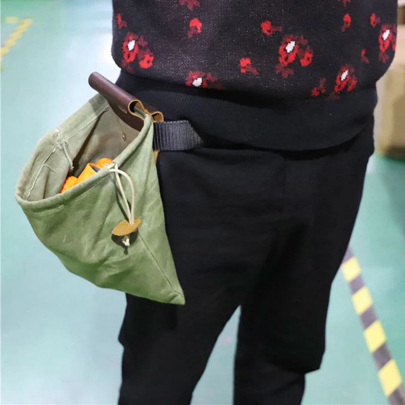 

Lanceasy Холщовая Сумка для выгула с кожаным чехлом и пряжкой, складной сверхпрочный чехол для инструментов со шнурком для кемпинга на открытом...