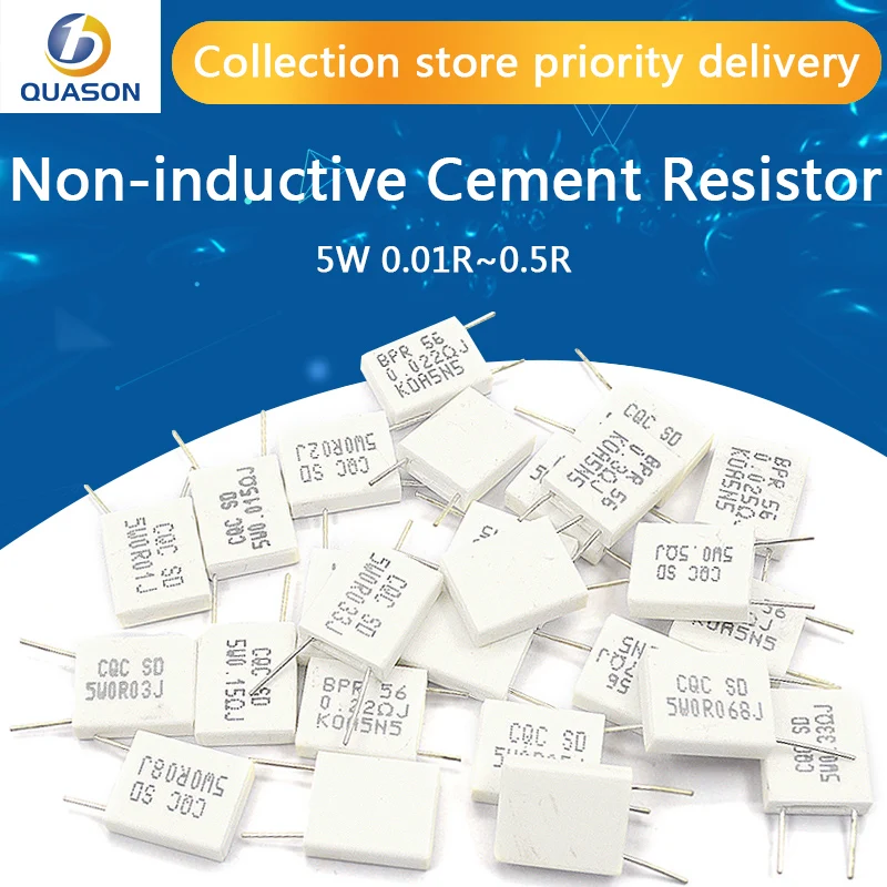 

5 шт. неиндуктивный цементный резистор 5 Вт Сопротивление 0,01 0,02 0,05 0,1 0,2 0,22 0,33 0,5 Ом 5 шт.