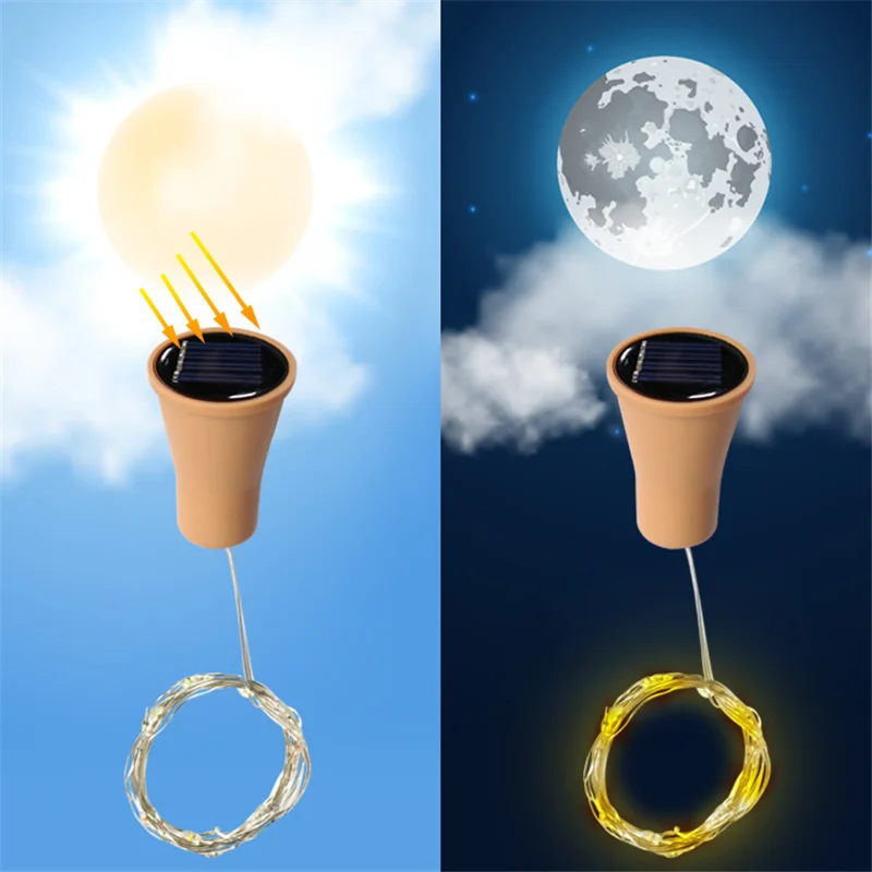 

Christmas Solar Led Light Outdoor Wine Bottle LED Lights Cork Copper Wire Fairy String Light Holiday Party Wedding Decor Navidad