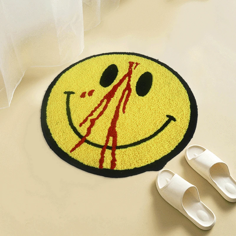 50cm smiley face carpet ins nordic round bath mat living room area rug bathroom doormat anti slip absorbent floor mats bedroom free global shipping