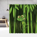 Забавная занавеска для душа с зелеными растениями в виде лягушки, занавеска для ванной комнаты, водонепроницаемая занавеска с крючками и 3D-принтом, 180*200 см, экран для ванной из полиэстера