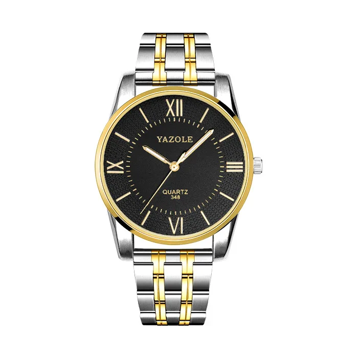 YAZOLE brand Leisure business Men's Quartz Watch waterproof, luminous, gold steel strap, gentleman style