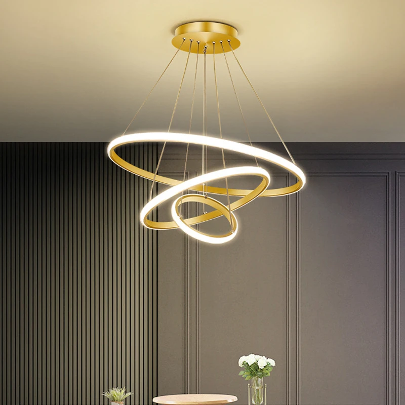2021 Modern Simple Personality Combination Living Room Dining Room Bedroom Hotel Corridor Chandelier Nordic Circle Ring Lamp