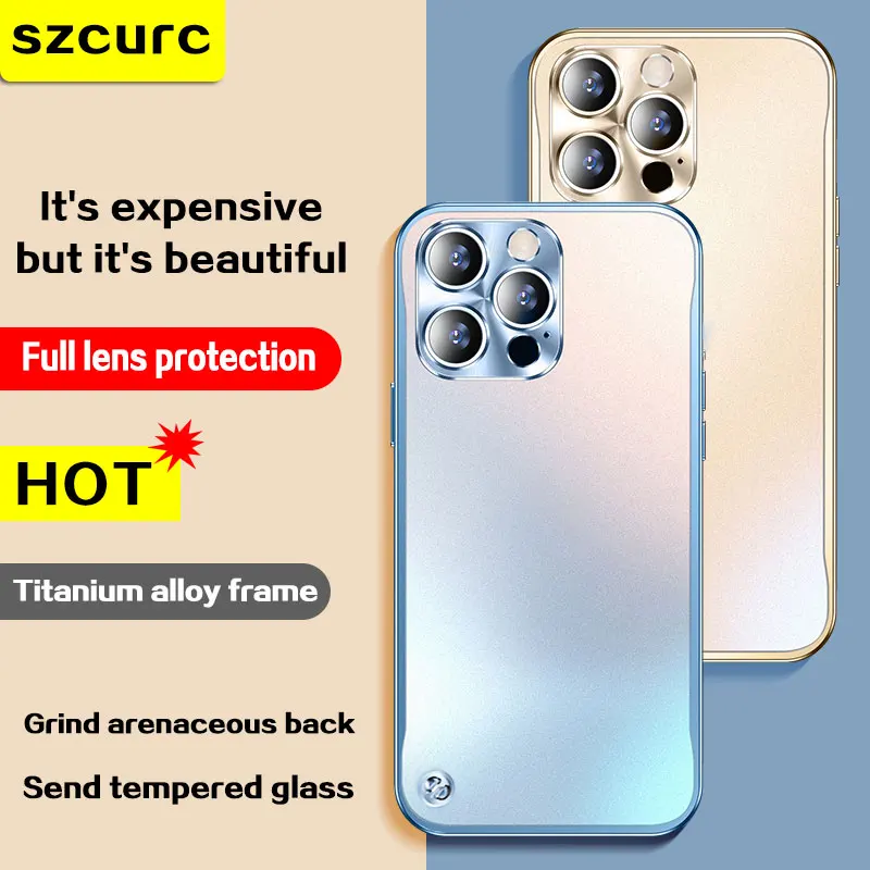 Cena Nowa Wysokiej Klasy Luksusowa Rama Ze Stopu Tytanu Blokada Przycisku Dla IPhone 14 Pro Max Etui Na Telefon. Iphone 12 13 Mini Osłona Telefonu