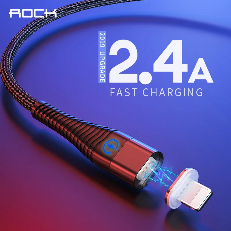 Rock 1 м 2 Led магнитное Usb зарядное устройство для iphone кабель iPhone 11 Pro Max XR XS шнур iPad