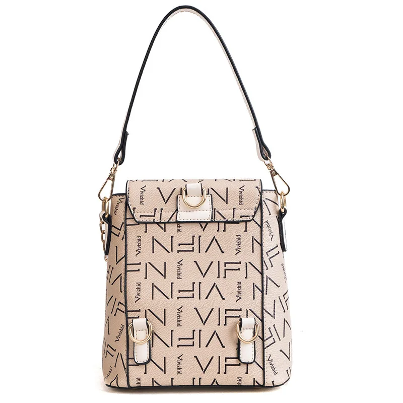 

New letter multifunctional ladies backpack large capacity hit color PU handbag women's messenger shoulder bag leisure travel