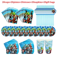 disney superhero party decoration kids toys baby shower birthday disposable cup plate straw avenger celebrate scene layout
