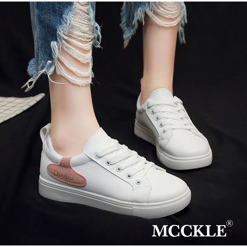 

Women Skateboard Flat Lace Up Shallow Female Vulcanized Shoe Fashion Classics Comfortable Leisure Concise Ladies White Footwear