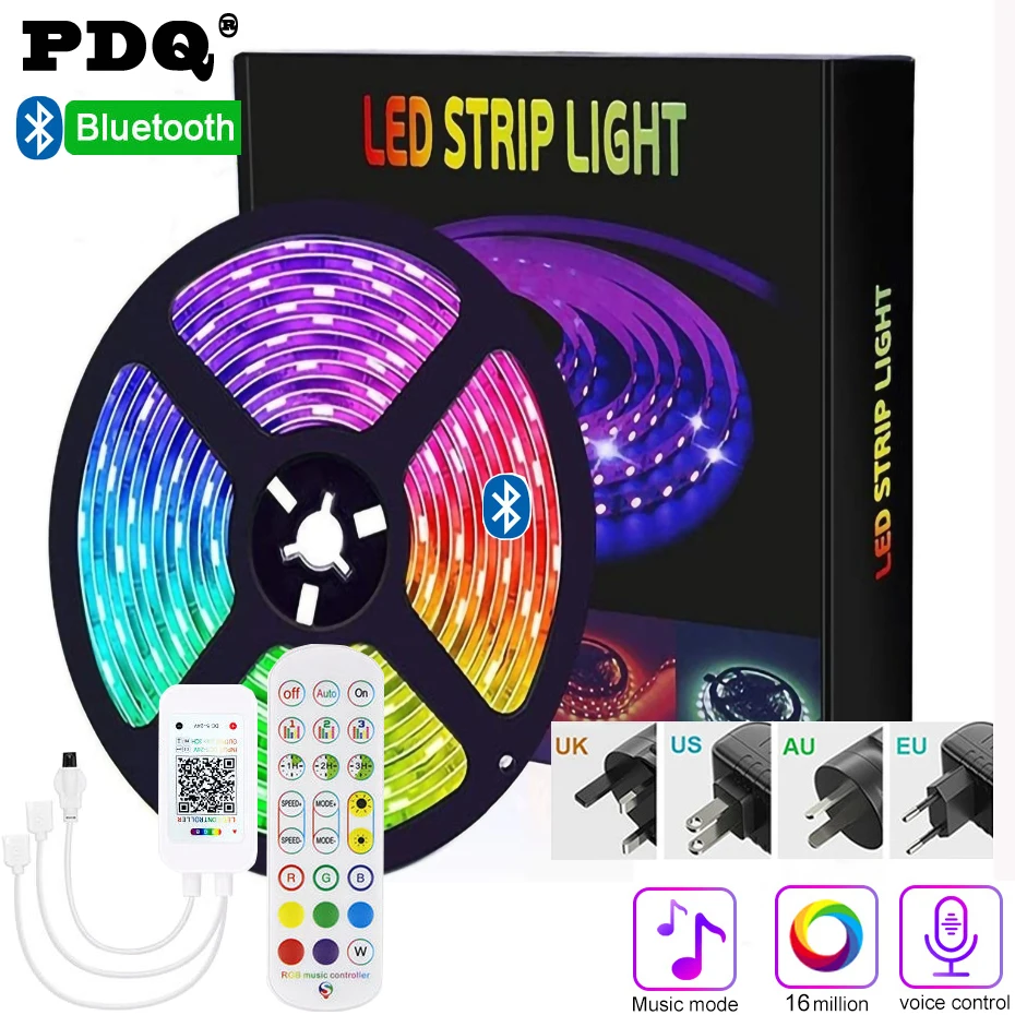 

20M LED Strip Lights 5050 RGB Bluetooth Remote Control Flexible Lamp 12V Waterproof Led Lights Strip For Home Bedroom Decoration