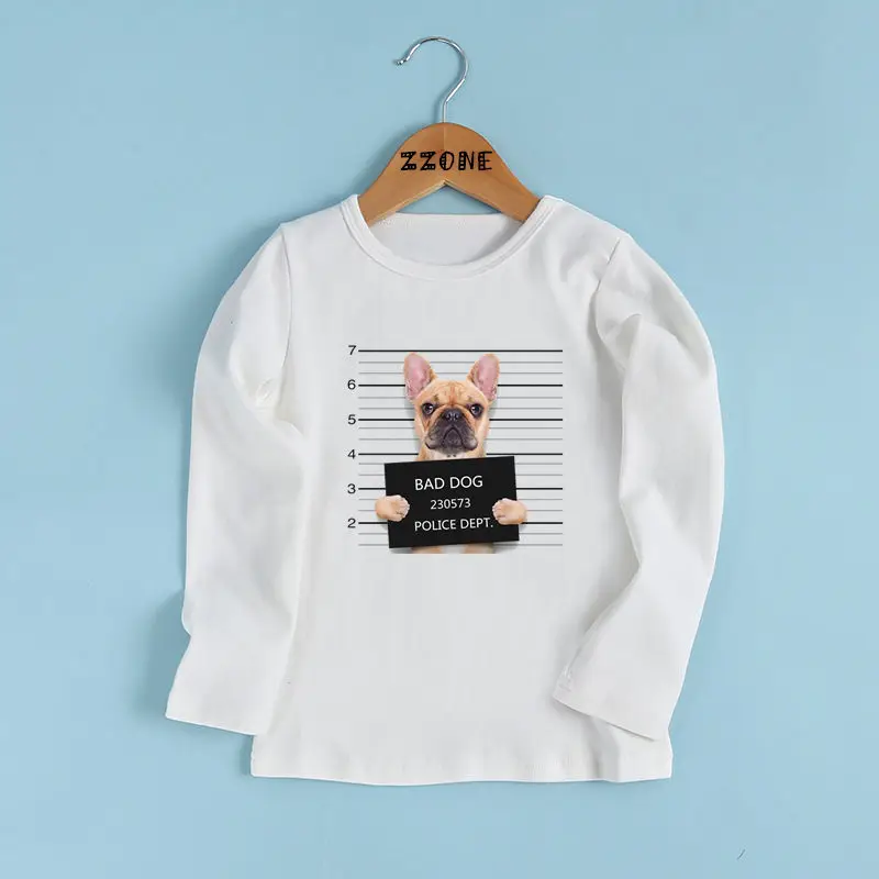 Модная футболка для мальчиков/девочек с рисунком плохого/мопса французского