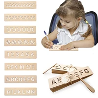 1 set children wooden educational toy montessori early learning word spelling letter groove practice board pen control training