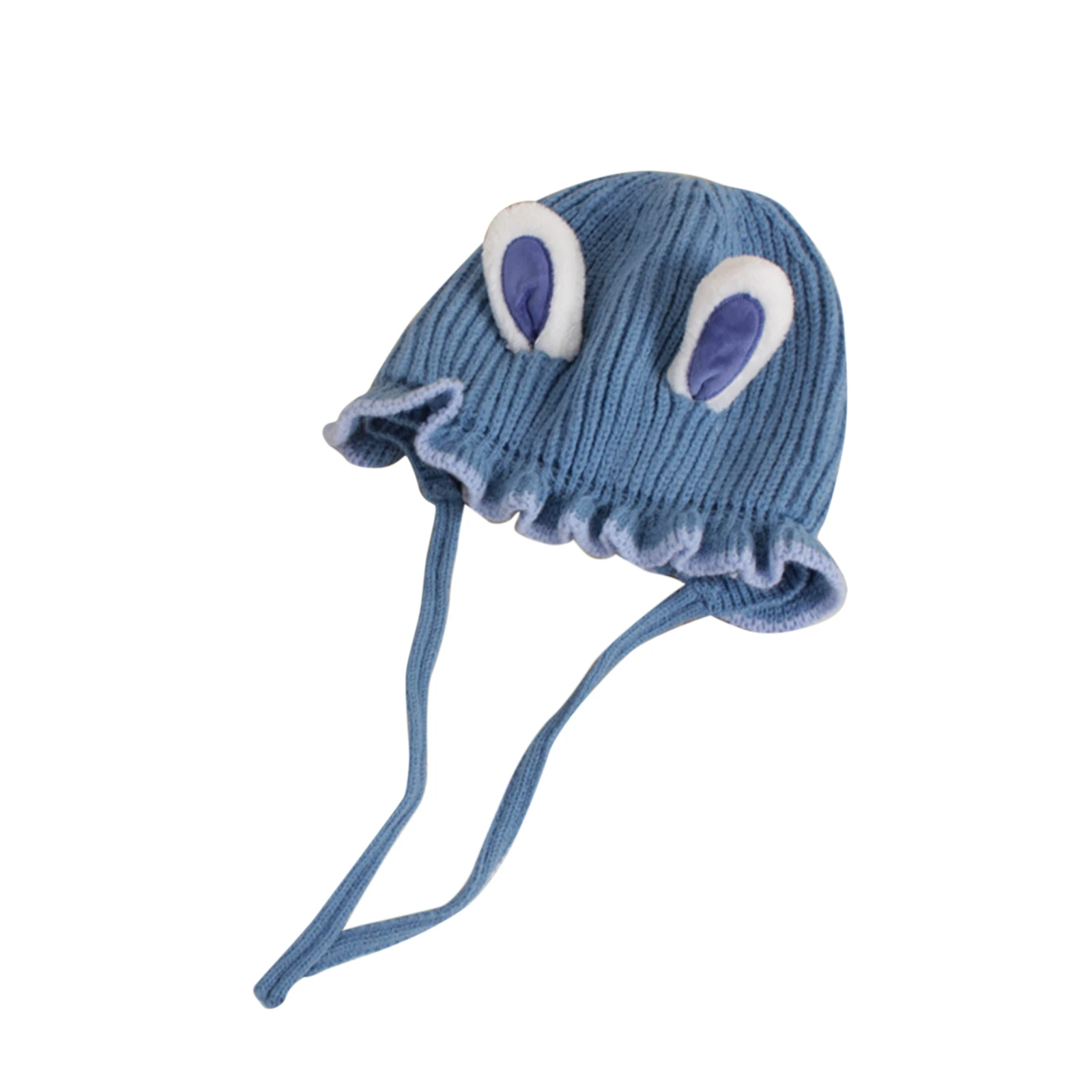 

BY Baby Winter Knit Hat, Soft Warm Ruffle Trim Earflap Beanie Cap with Bunny Ears for Boys and Girls