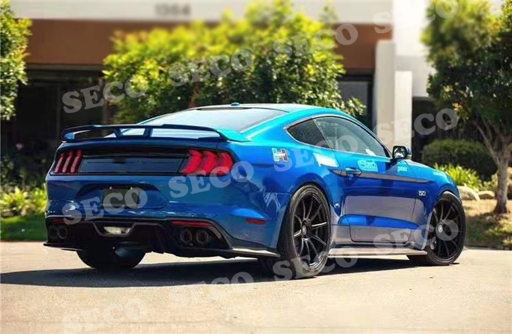 Для Ford Mustang рассеиватель задней губы плавники акулы Стиль опорная плита Защита бампера автомобиля четыре розетки стайлинга автомобилей